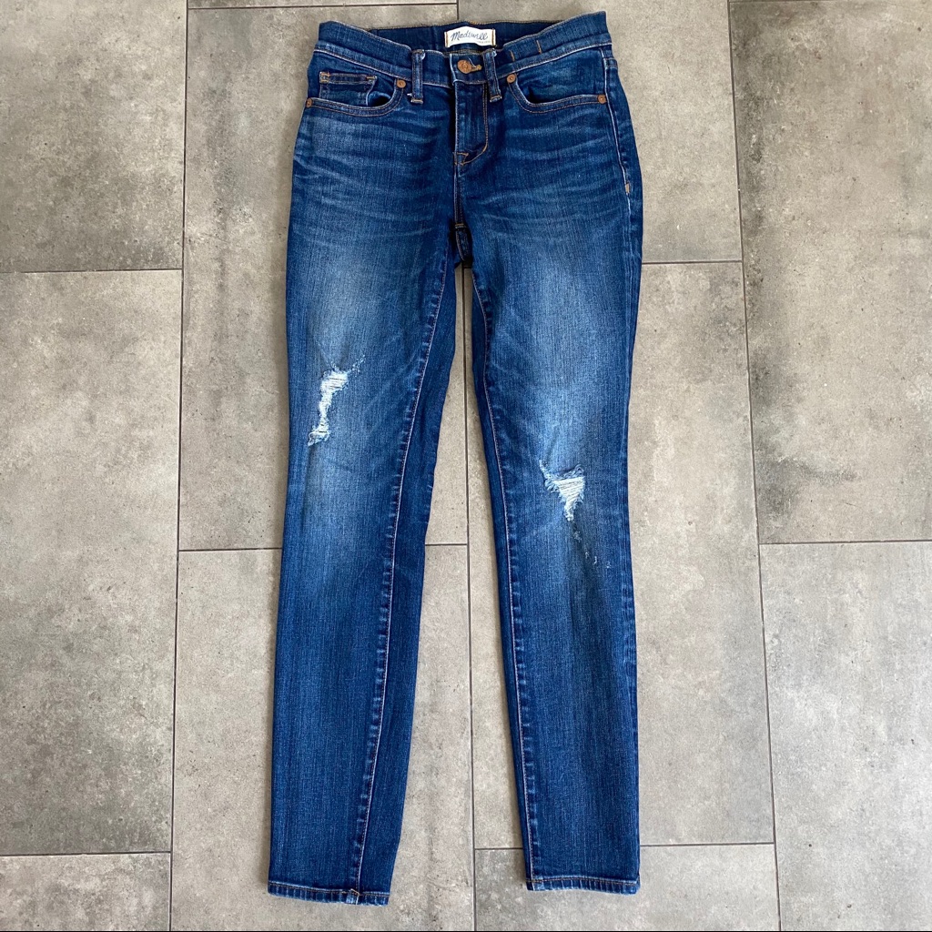 Madewell Blue Skinny Skinny Destroyed Jeans 25